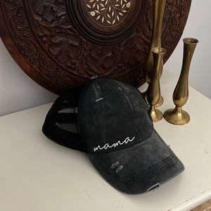 “ Mama” distressed ponytail hat